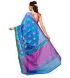 Dark Blue Chanderi Cotton Banarasi Saree