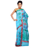 Sky Blue Chanderi Cotton Banarasi Saree