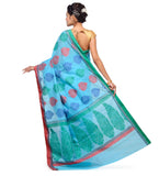 Sky Blue Chanderi Cotton Banarasi Saree