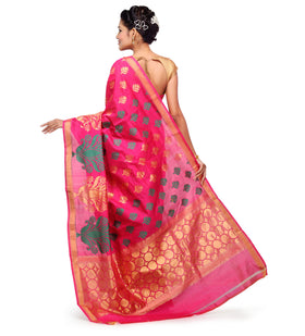 Magenta Chanderi Cotton Banarasi Saree