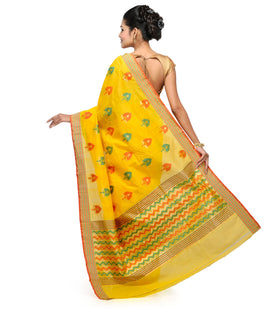 Golden Chanderi Cotton Banarasi Saree