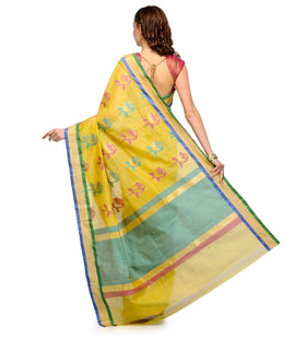 Mustard Chanderi Cotton Banarasi Saree