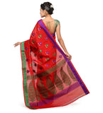 Red Chanderi Cotton Banarasi Saree