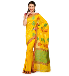 Golden Chanderi Cotton Banarasi Saree