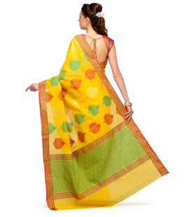 Golden Chanderi Cotton Banarasi Saree