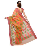 Orange Chanderi Cotton Banarasi Saree