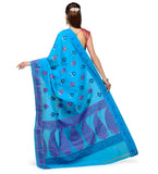 Dark Blue Chanderi Cotton Banarasi Saree