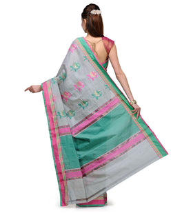 Sage Chanderi Cotton Banarasi Saree