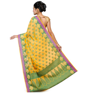 Golden Chanderi Cotton Banarasi Saree