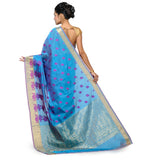 Dark Blue Chanderi Cotton Banarasi Saree