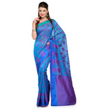 Dark Blue Chanderi Cotton Banarasi Saree