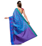 Dark Blue Chanderi Cotton Banarasi Saree