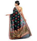 Black Chanderi Cotton Banarasi Saree