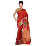 Maroon Chanderi Cotton Banarasi Saree