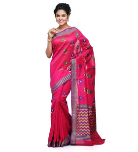 Magenta Chanderi Cotton Banarasi Saree