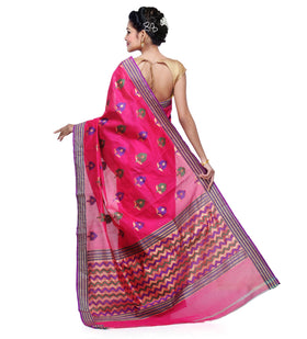 Magenta Chanderi Cotton Banarasi Saree