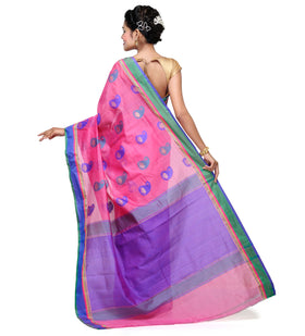 Pink Chanderi Cotton Banarasi Saree