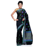 Black Chanderi Cotton Banarasi Saree