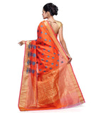 Rust Chanderi Cotton Banarasi Saree