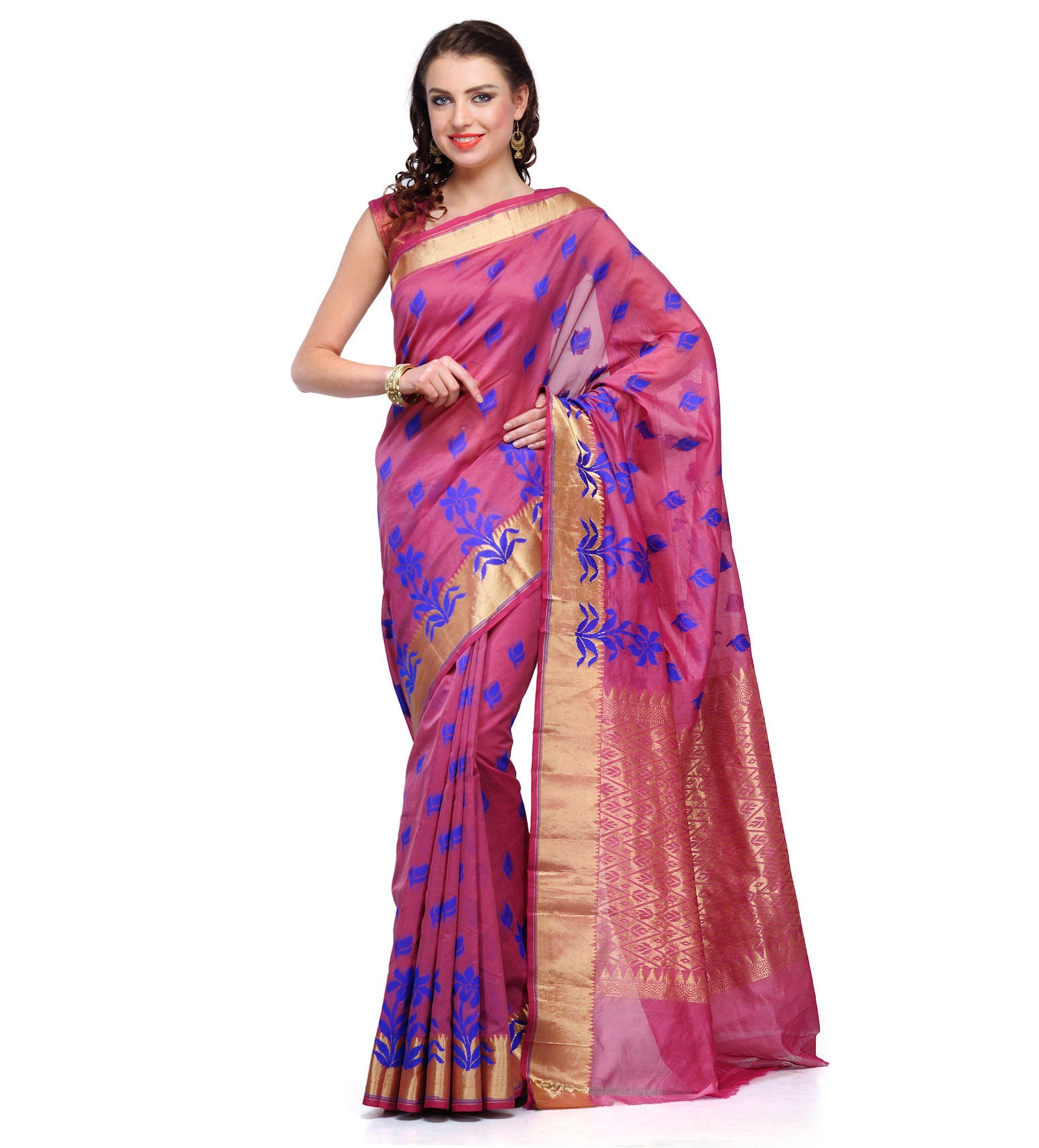 Mauve Chanderi Cotton Banarasi Saree