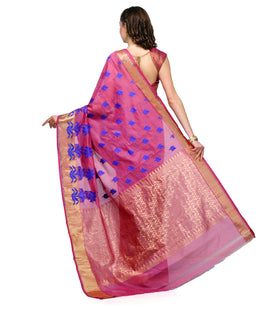 Mauve Chanderi Cotton Banarasi Saree