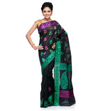 Black Chanderi Cotton Banarasi Saree