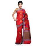 Red Chanderi Cotton Banarasi Saree