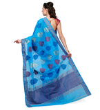 Dark Blue Chanderi Cotton Banarasi Saree