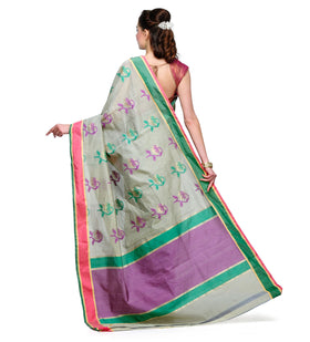 Sage Chanderi Cotton Banarasi Saree