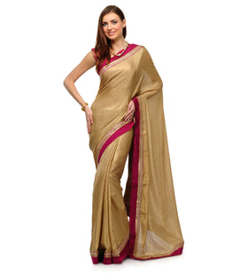 Beige Satin Saree