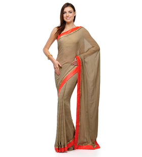 Beige Marvel Chiffon Saree