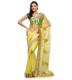 Lemon Tissue and Faux Georgette Half & Half Saree