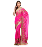 Dark Pink Faux Georgette Saree