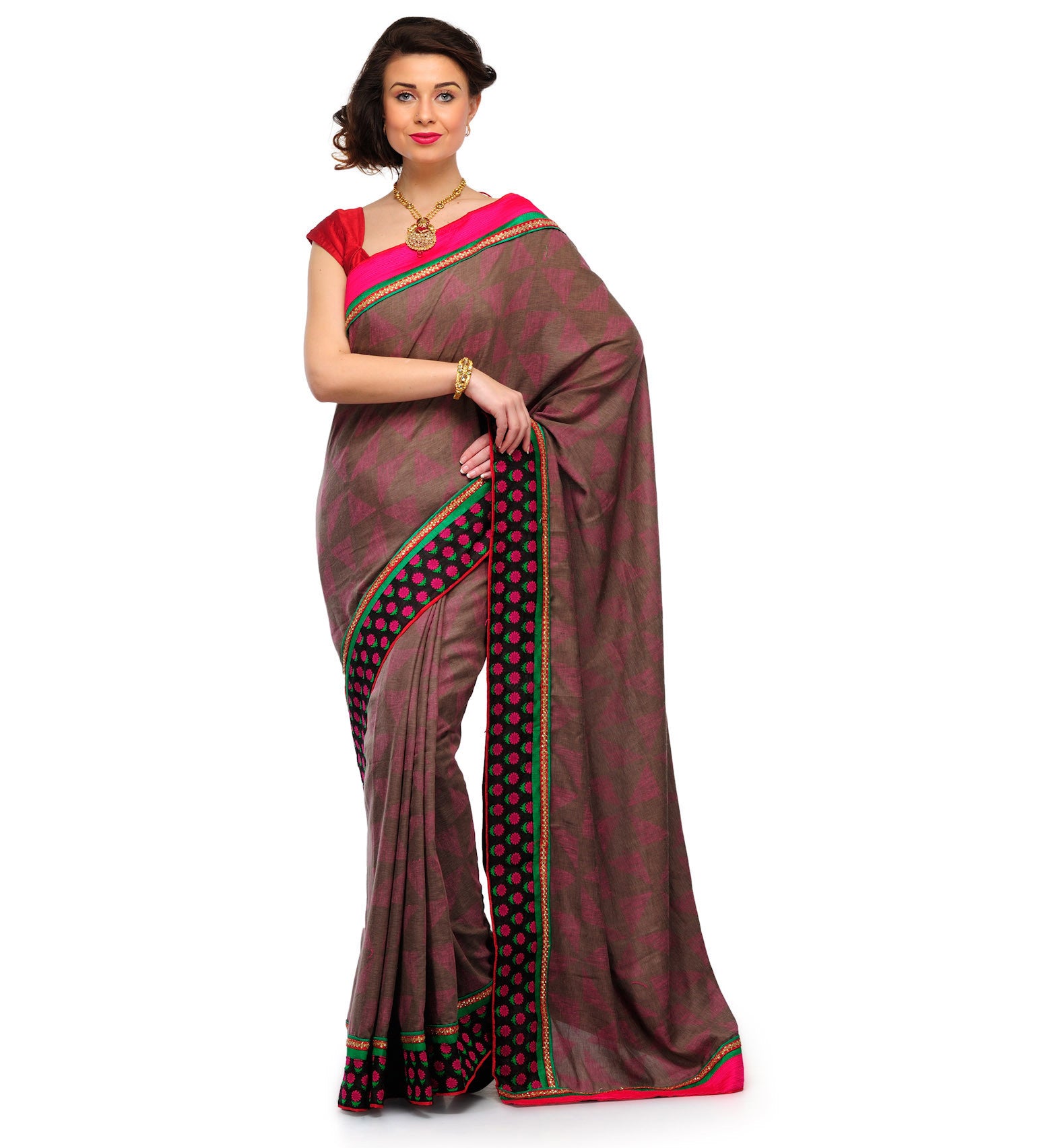 Brown Spun Saree