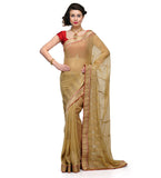 Beige Faux Chiffon Saree