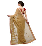 Beige Faux Chiffon Saree