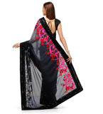 Black and Gray Faux Georgette Shaded Saree