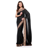 Black Faux Crepe Saree