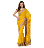 Golden Faux Chiffon Saree