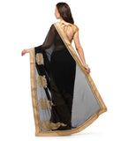 Black & Beige Faux Georgette Saree