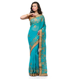 Teal Green Faux Georgette Saree