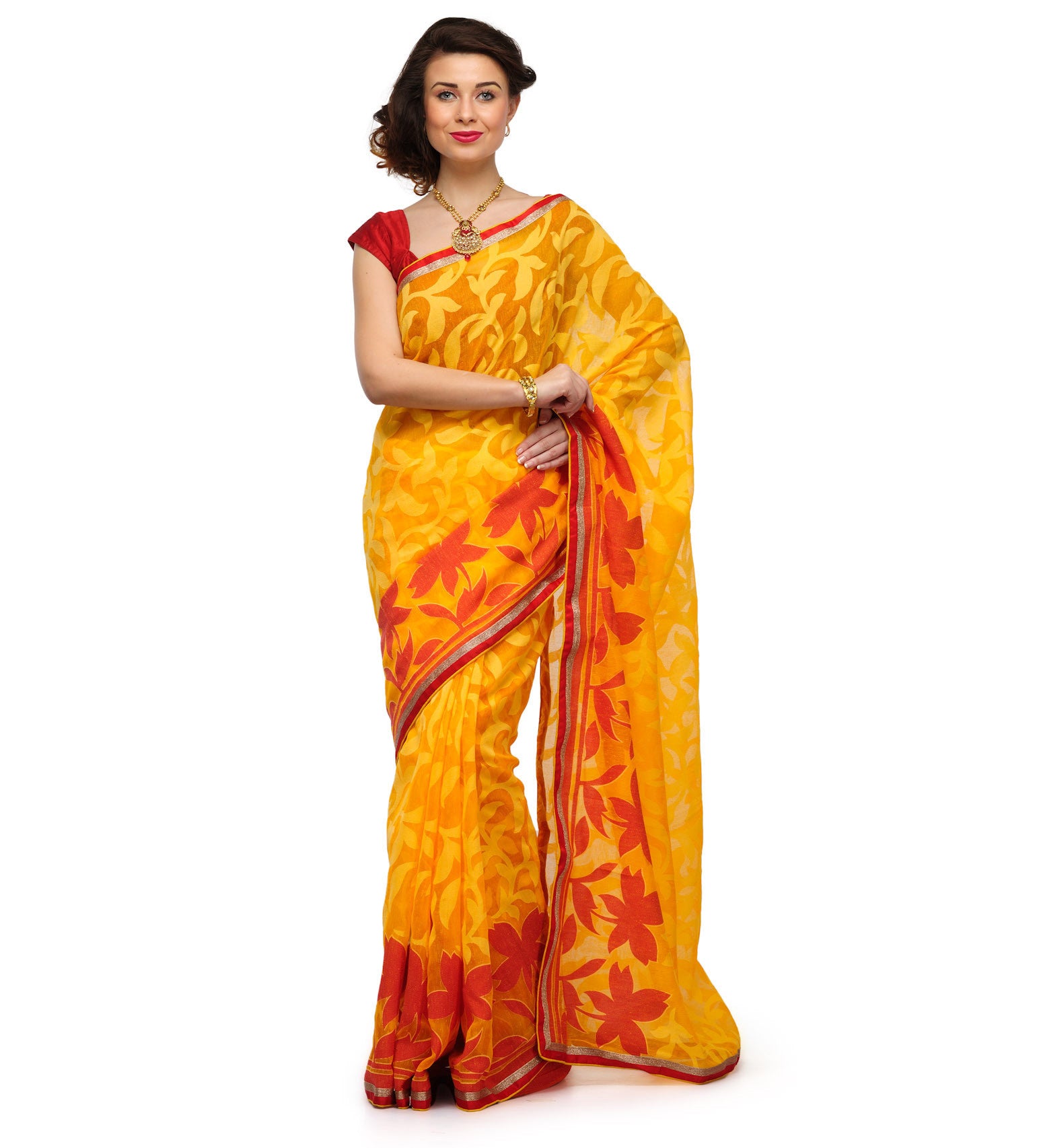 Gold Bhagalpuri Net Saree