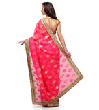 Hot Pink Bhagalpuri Net Saree