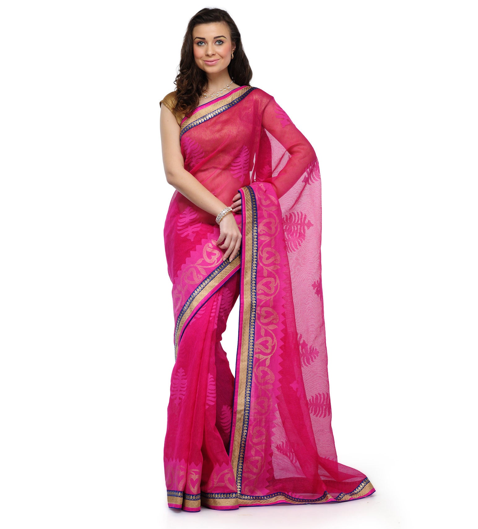 Magenta Bhagalpuri Net Saree