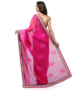 Magenta Bhagalpuri Net Saree