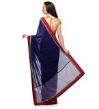 Navy Blue Marvel Chiffon Saree