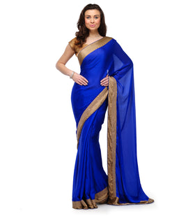 Royal Blue Satin Saree