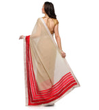 Beige Faux Chiffon Saree