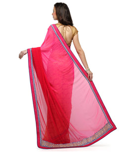 Magenta & Beige Marvel Chiffon & Net Half Half Saree