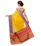 Golden Faux Crepe Saree